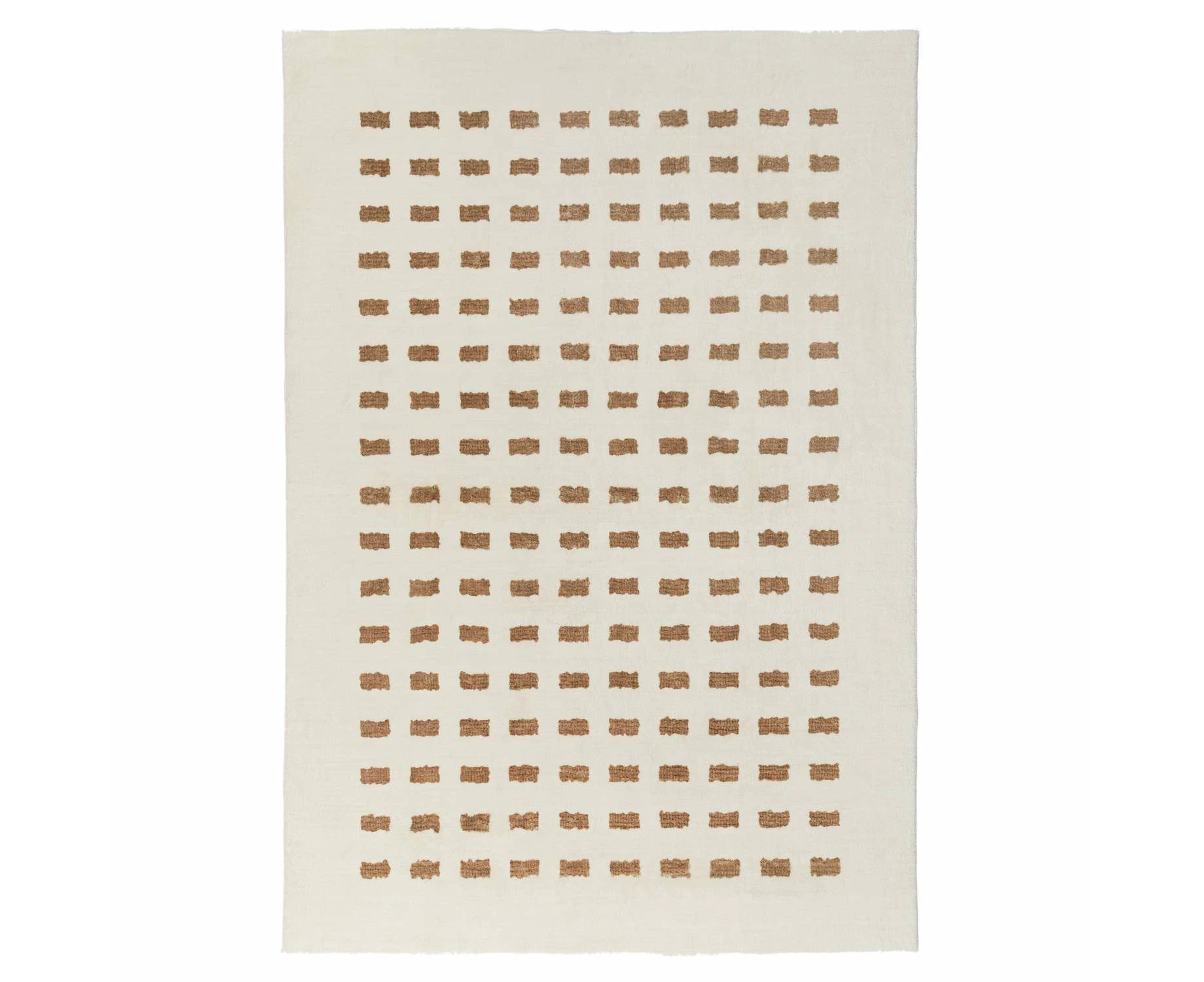 Balan Cream and Brown Rectangles Washable Rug