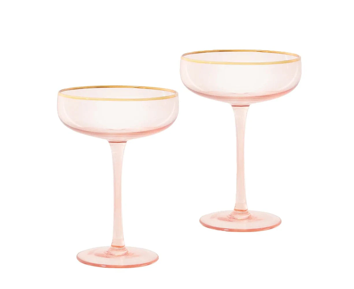 Cristina Re | Coupe Glasses Set of 2 - Rose Crystal