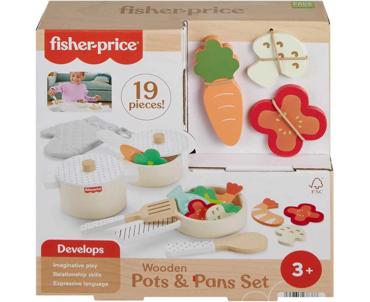 Fisher-Price Wooden Kitchen Pots & Pans Set