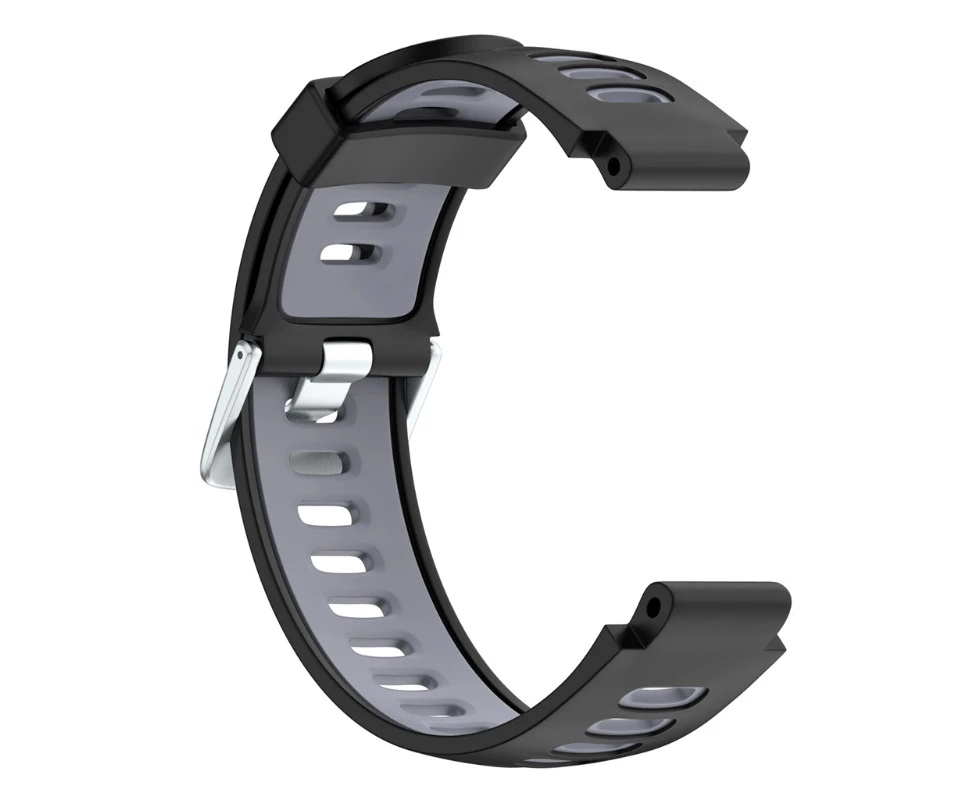 Soft Silicone Silicone Watch Band Sport Strap For Garmin Forerunner 735XT-Black&Gray