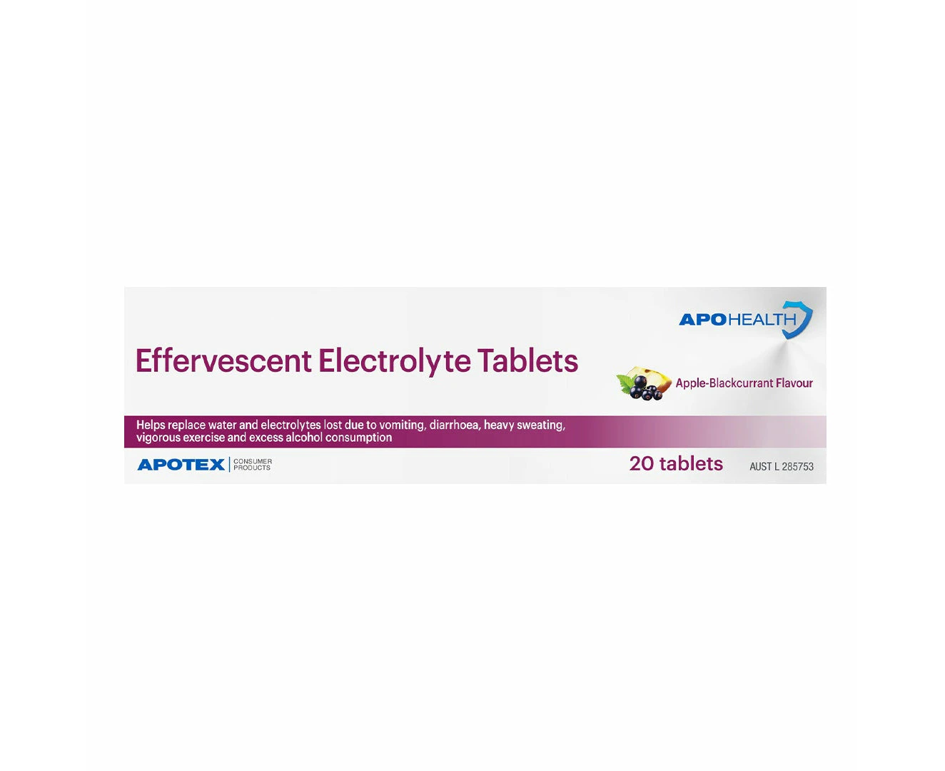 APOHEALTH Effervescent Electrolyte Tablets Apple-Blackcurrant 20 Tablets