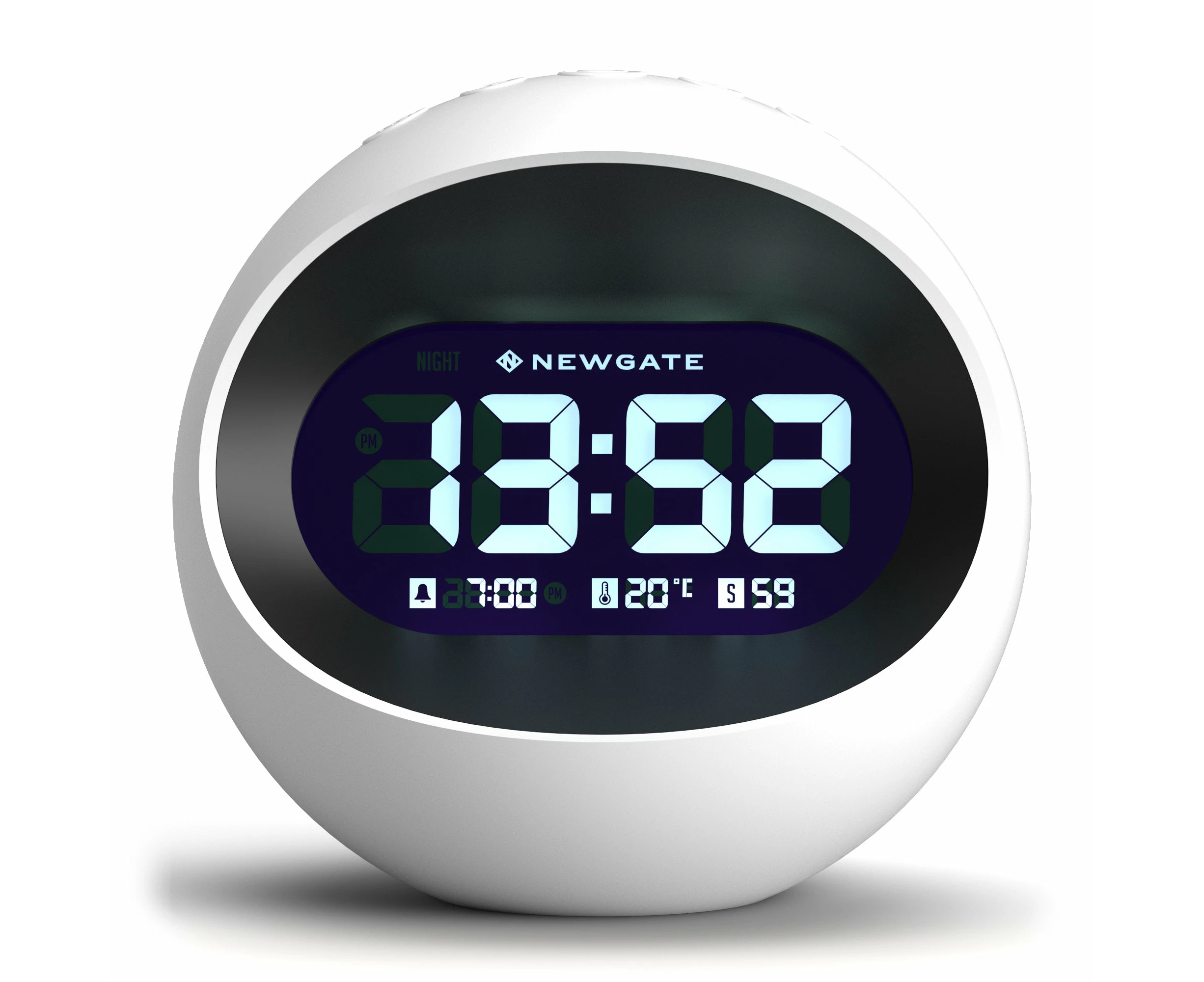 Newgate Centre Of The Earth Lcd Alarm Clock White