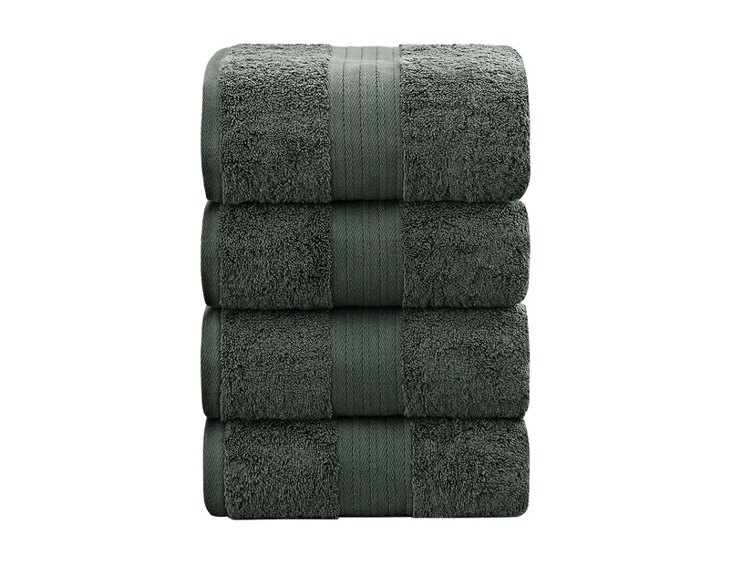 Linenland 4 Piece Ring Spun Cotton Bath Towel Set 550gsm Charcoal Grey