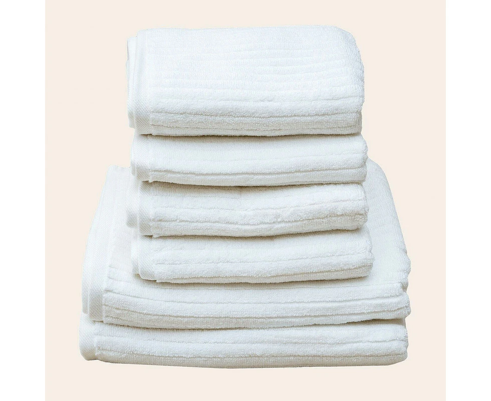 White Stripe Organic Soft 6 pcs Towel Set