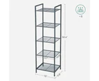 SONGMICS Bathroom Shelf 5-Tier Storage Rack with Adjustable Shelf Black BSC35BK