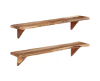 vidaXL Wall Shelves Floating Display Shelf Storage Unit 2 pcs Solid Acacia Wood