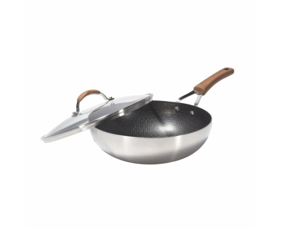 Kylin 3 Layer Stainless Steel Non Stick Noka Wok 30cm