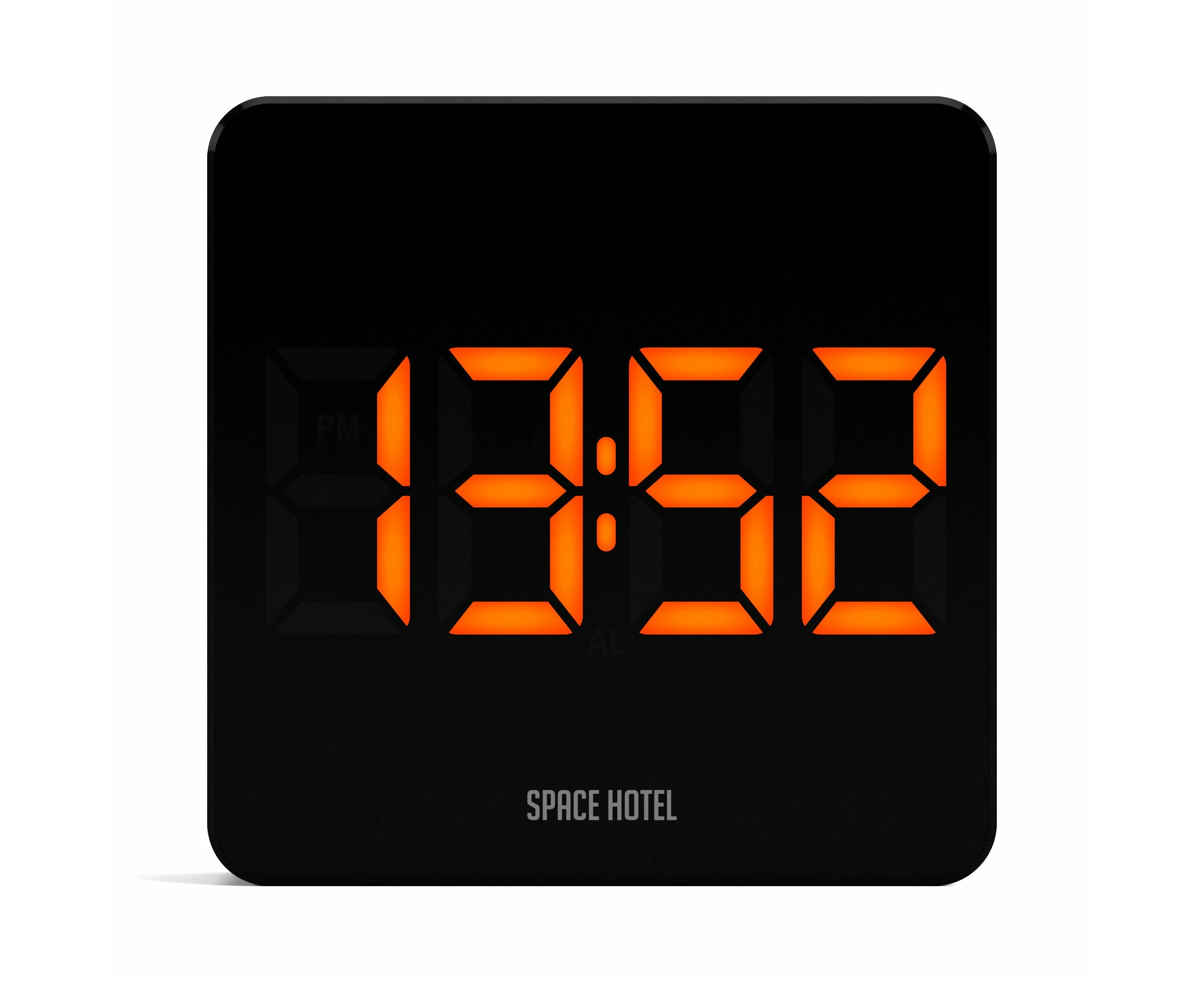 Newgate Space Hotel Orbatron Alarm Clock Black Case - Black Lens - Orange Led