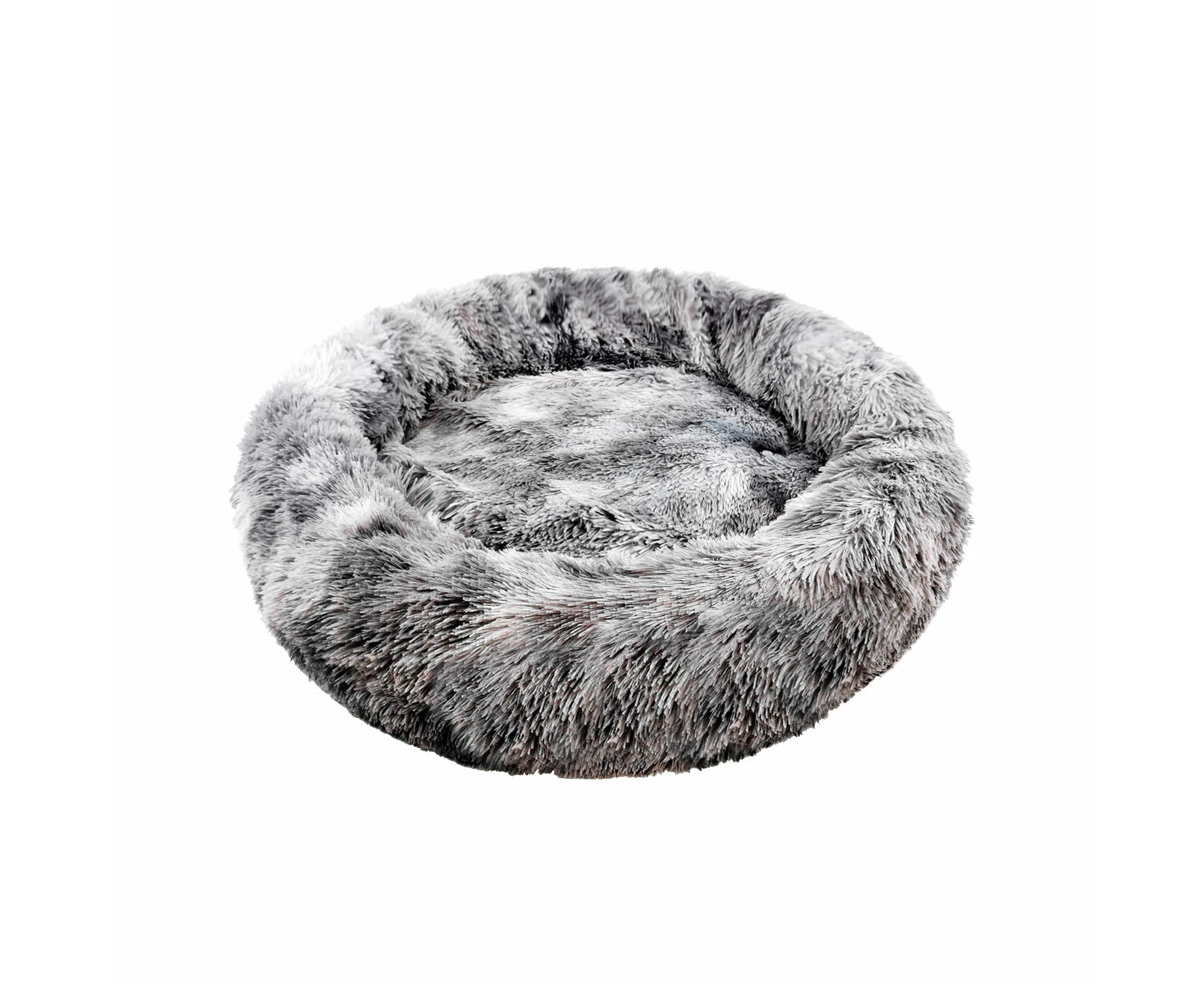 Pawfriends Dog Cat Pet Calming Bed Washable ZIPPER Cover Warm Soft Plush Round Sleeping 70 Dark Grey S:70x70x20cm - Dark Grey