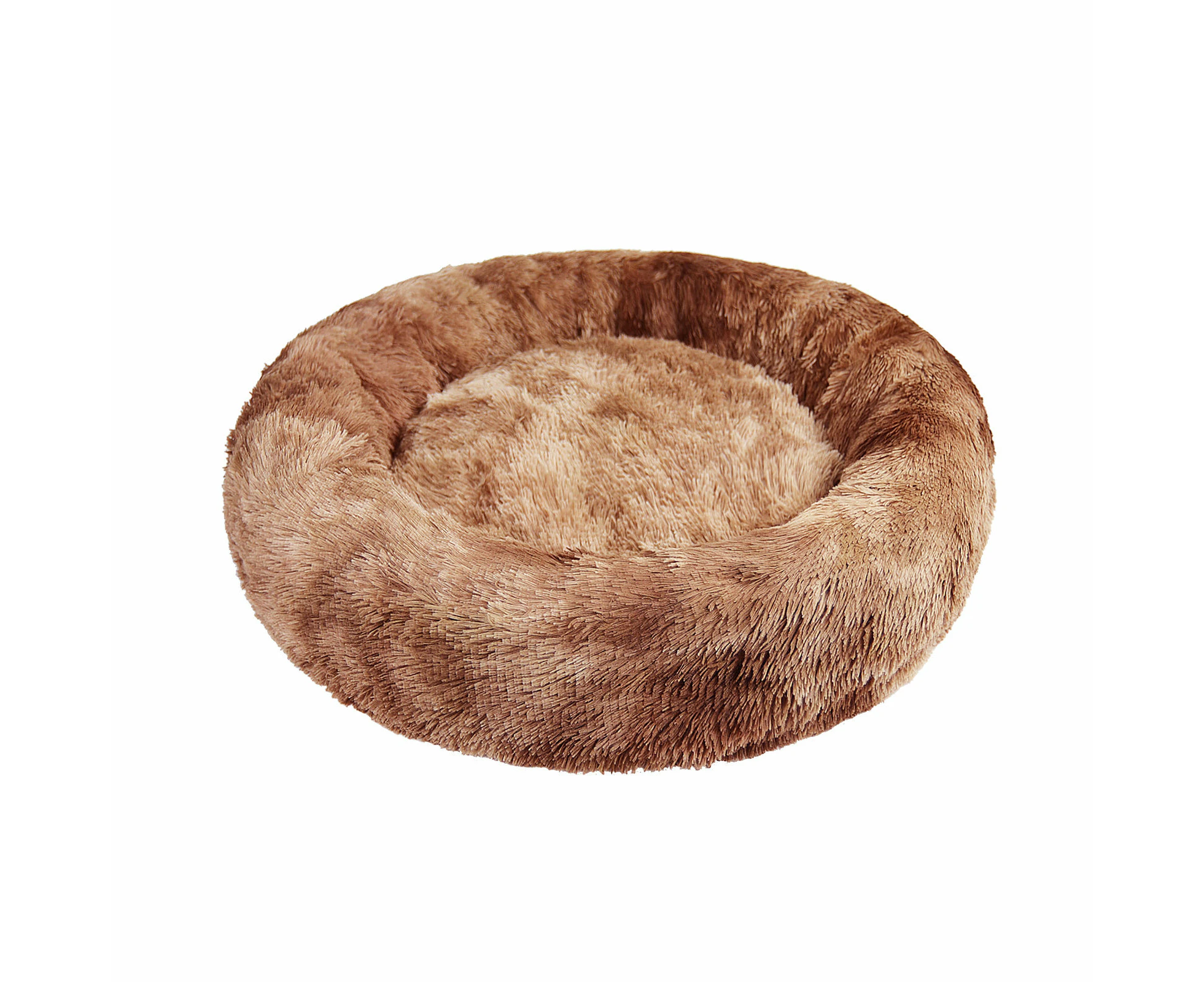 Comfy Round Pet Bed Plush Warm Soft Nest Non-Slip Base for Cats Dogs 70cm Brown - Brown