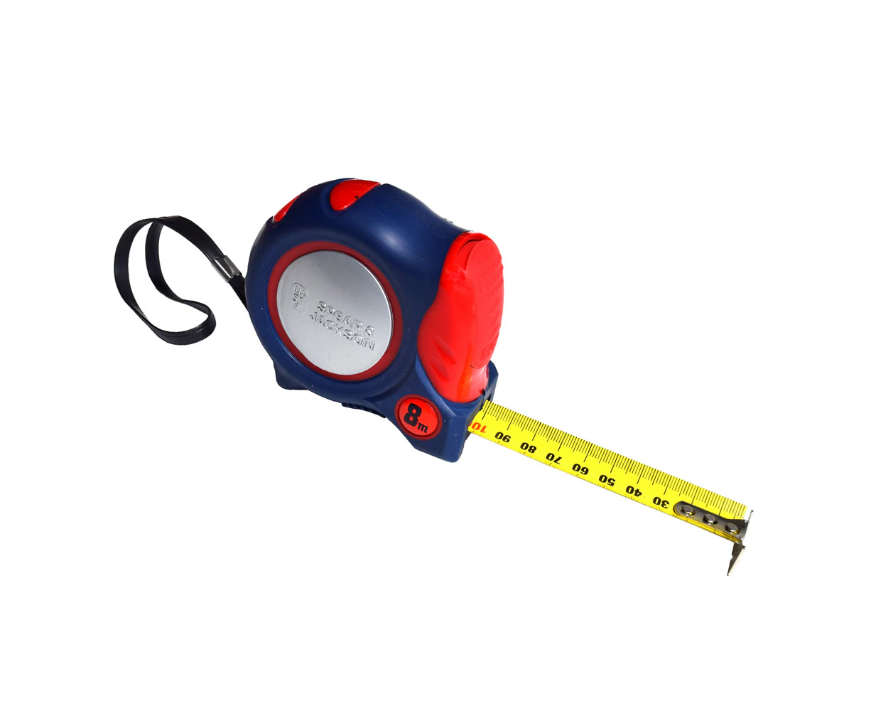 Spear & Jackson Tape Measure w/Wrist Loop All Metric Auto Lock Measuring Tool 8m