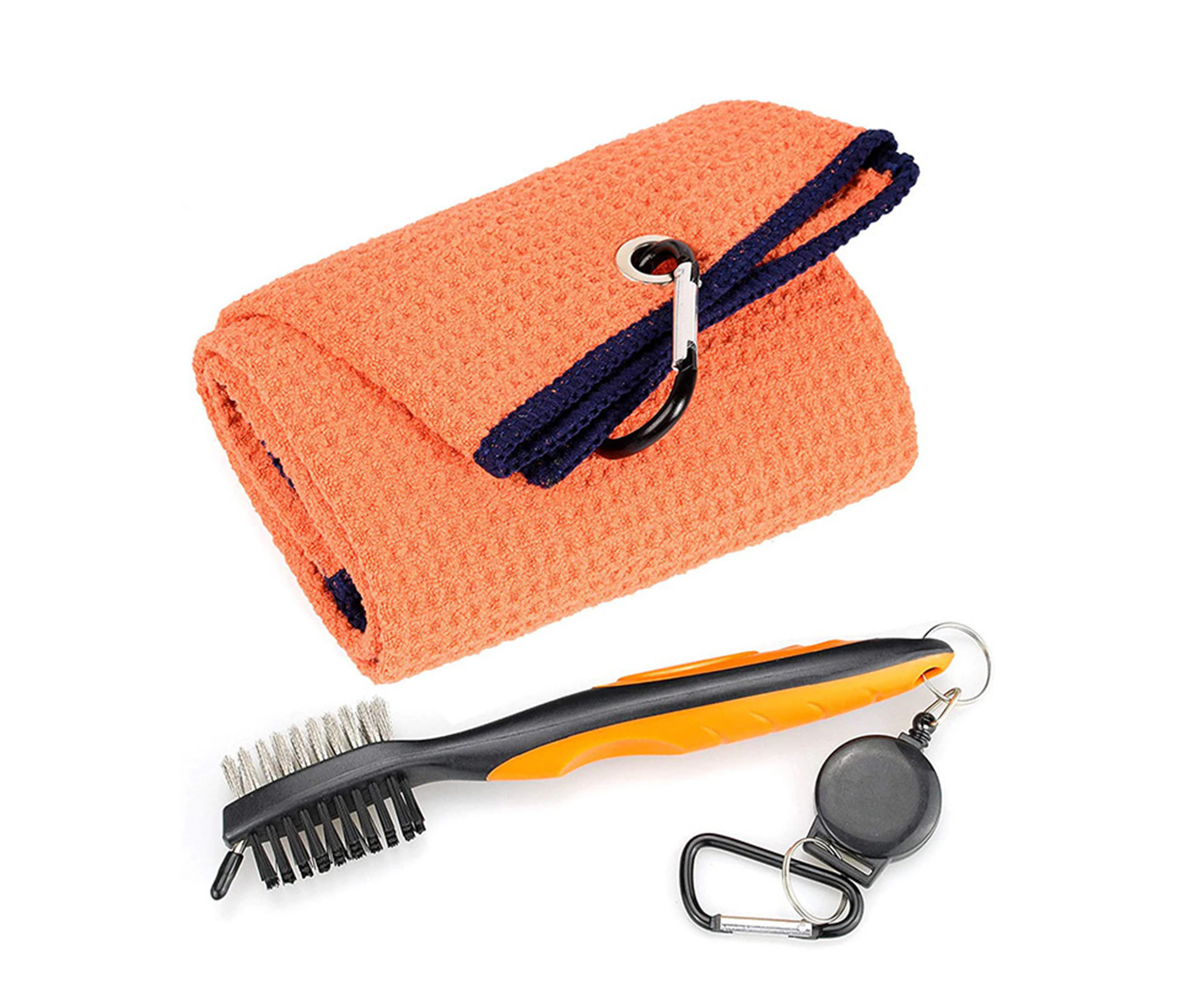 Golf Club Brush Heavy-duty Anti-shedding Golf Accessories Golf Cleaning Tool Brush Towel Kit for Golf Orange