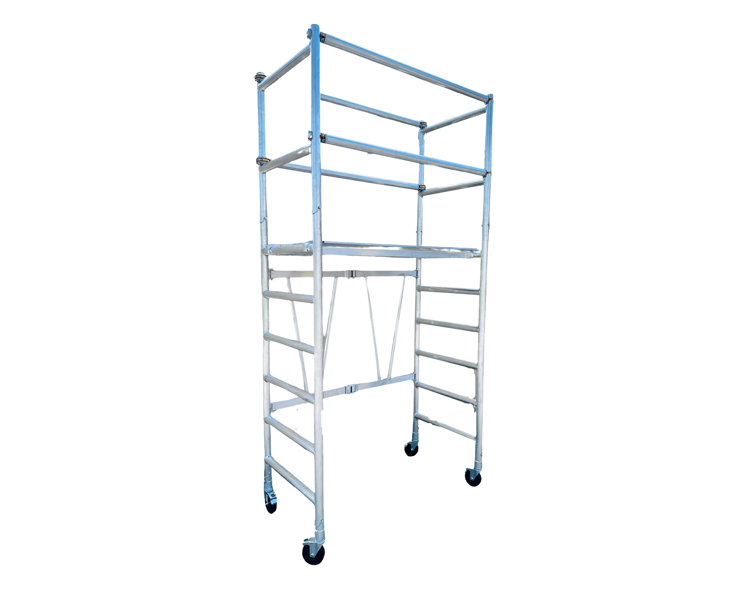 4.2m Reach Mobile Aluminium Scaffold (Base Unit + Guardrail Pack + Adjustable wheels)