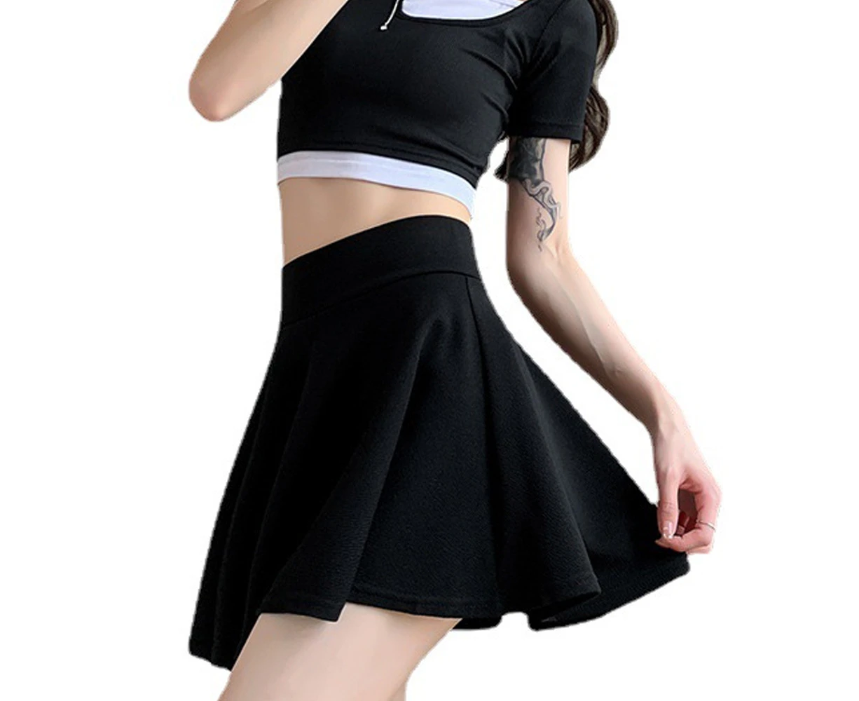 Women's Basic Versatile Stretchy Flared Casual Mini Skater Skirt