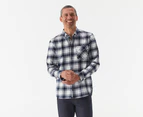 Tommy Jeans Men's Flannel Plaid Long Sleeve Shirt  - Fresh White/Navy