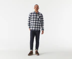 Tommy Jeans Men's Flannel Plaid Long Sleeve Shirt  - Fresh White/Navy