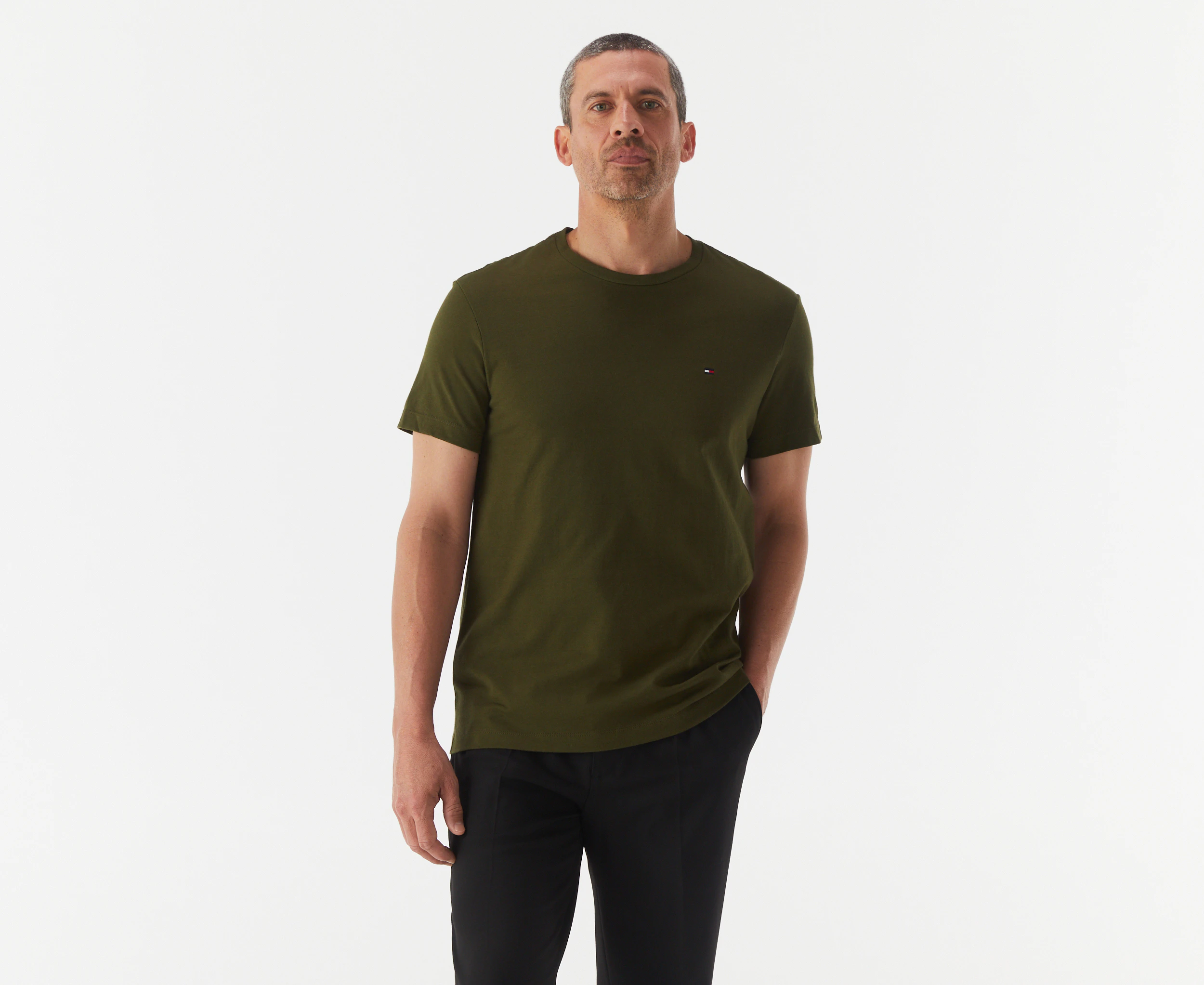 Tommy Hilfiger Men's Back Logo Tee / T-Shirt / Tshirt - Green Cliffs