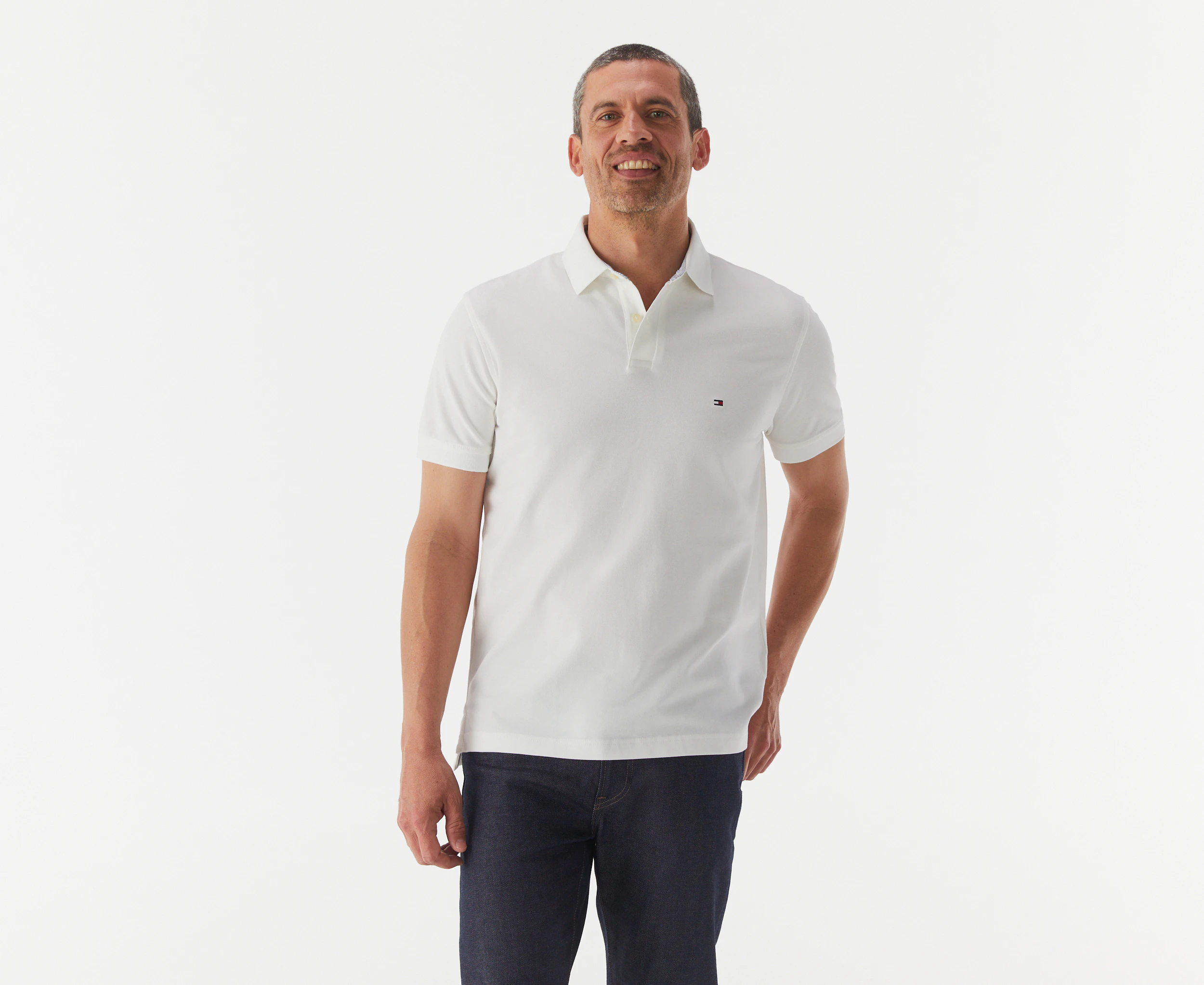 Tommy Hilfiger Men's Stretch Regular Fit Polo Shirt - Fresh White