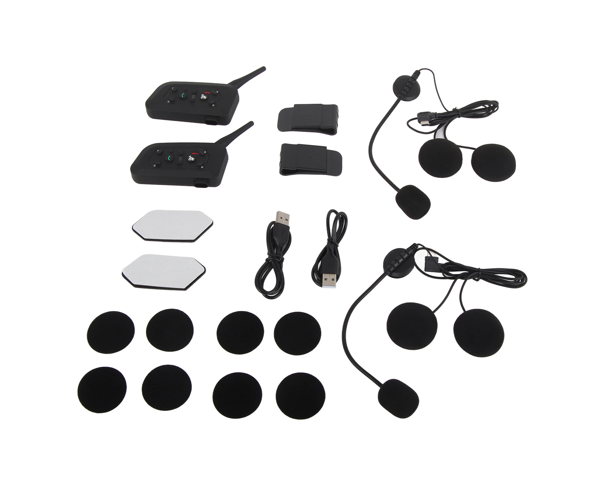 2 Sets EJEAS V6 Pro 800M Motorcycle Helmet Bluetooth Intercom Interphone Headset 6 Users