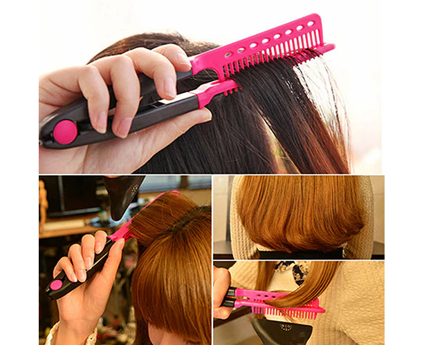 SunnyHouse Girl's Fashion V Type Hair Straightener Comb DIY Salon Hairdressing Styling Tool-