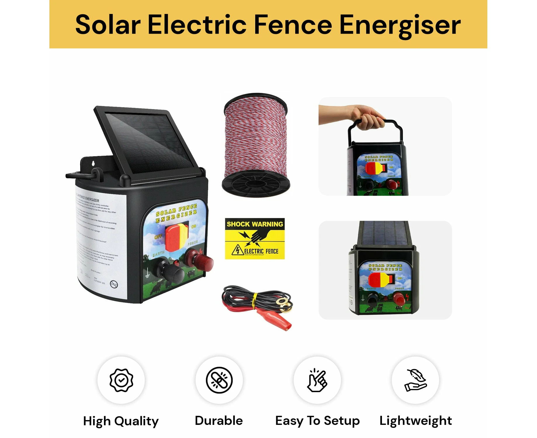 Solar Electric Fence Energiser Set