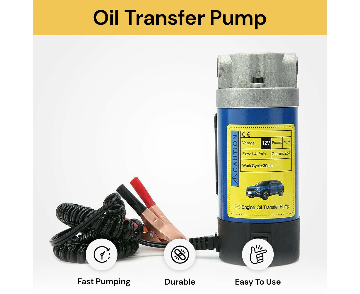 12V Oil Transfer Pump - Blue - Portable Electric Pump