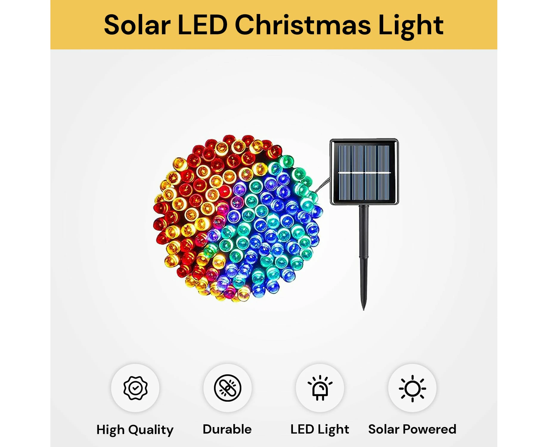 Solar LED Christmas String Light - Multicolor, 22M 200LEDs