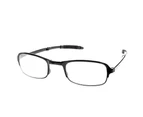 Foldable Unisex Reading Glasses +1 +1.5 +2 +2.5 +3 +3.5 +4.0 with Storage Case-Black 3.5