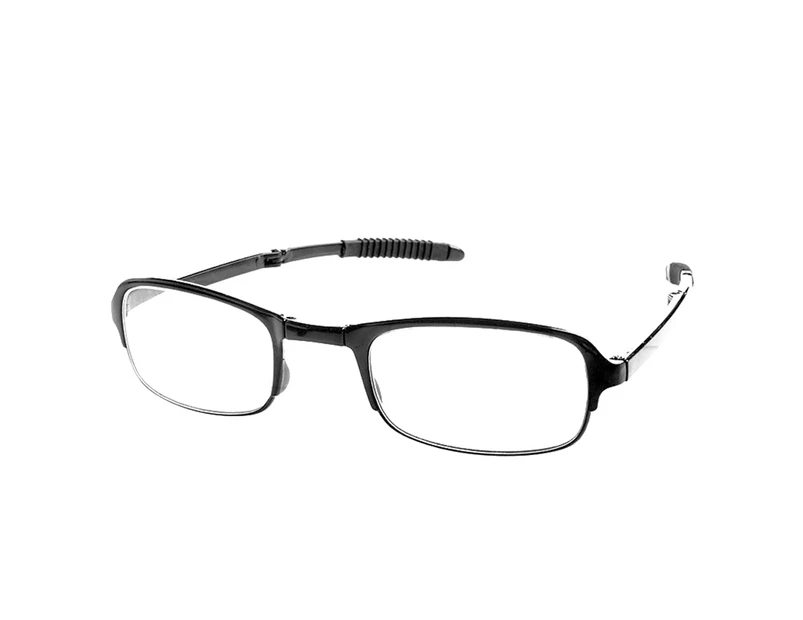 Foldable Unisex Reading Glasses +1 +1.5 +2 +2.5 +3 +3.5 +4.0 with Storage Case-Black 3.5