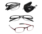 Foldable Unisex Reading Glasses +1 +1.5 +2 +2.5 +3 +3.5 +4.0 with Storage Case-Black 3.5