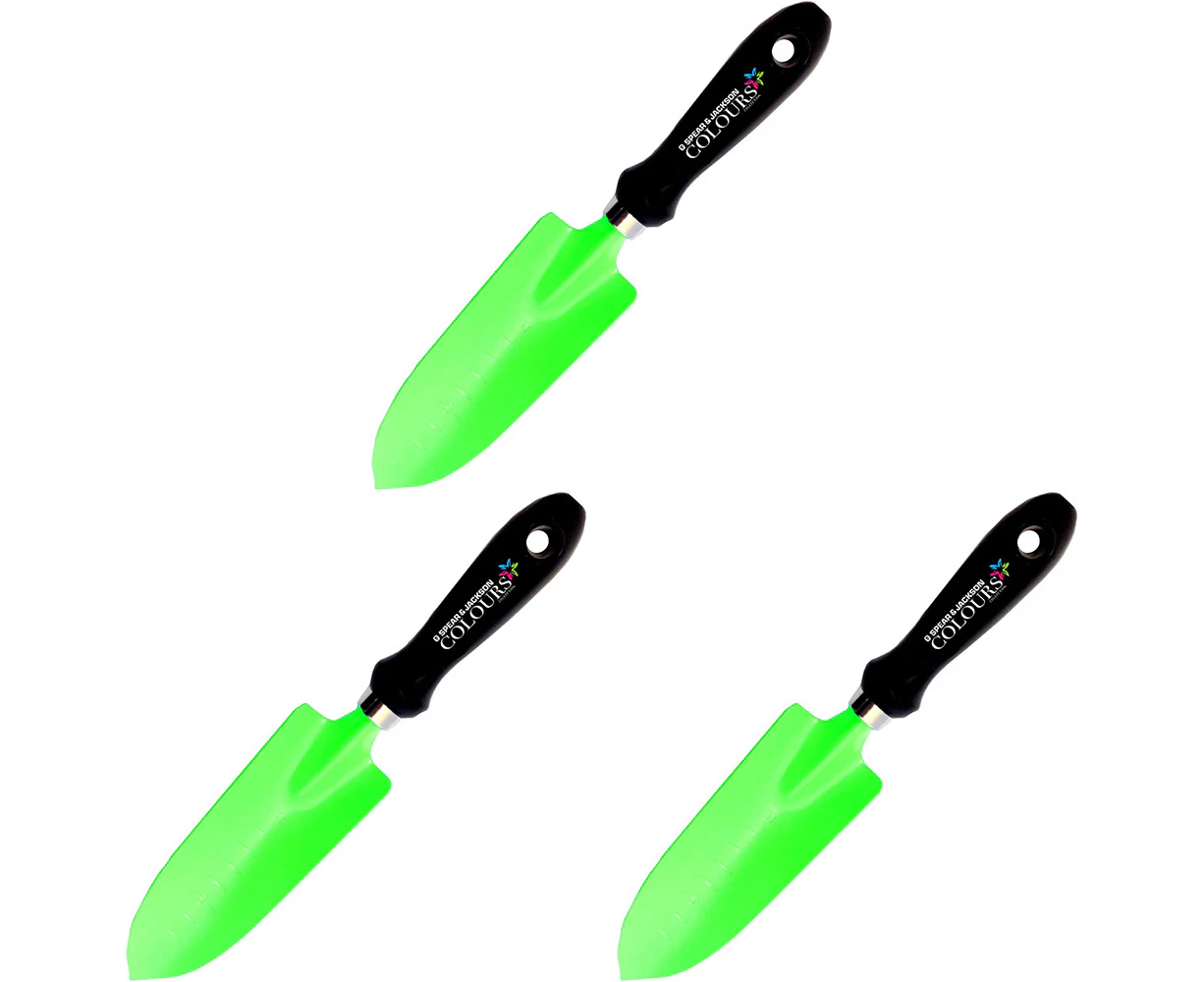 3PK Spear & Jackson Colours Gardening Transplanter Hand Spade/Shovel/Trowel GRN