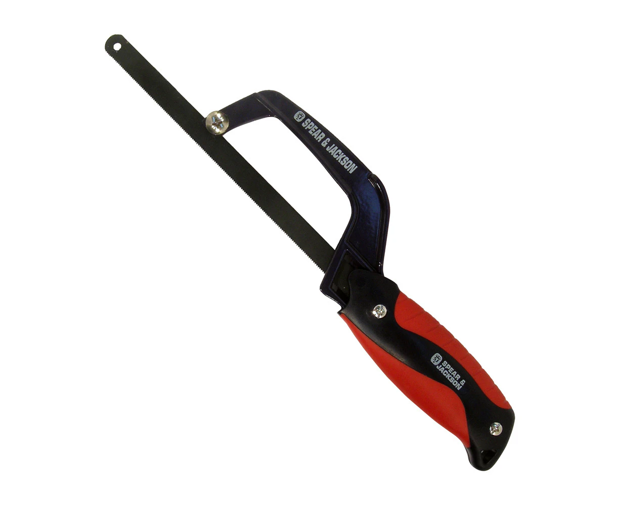 Spear & Jackson Hacksaw Mini Soft Grip Handle Home/Garden Cutting Tool 250mm Red