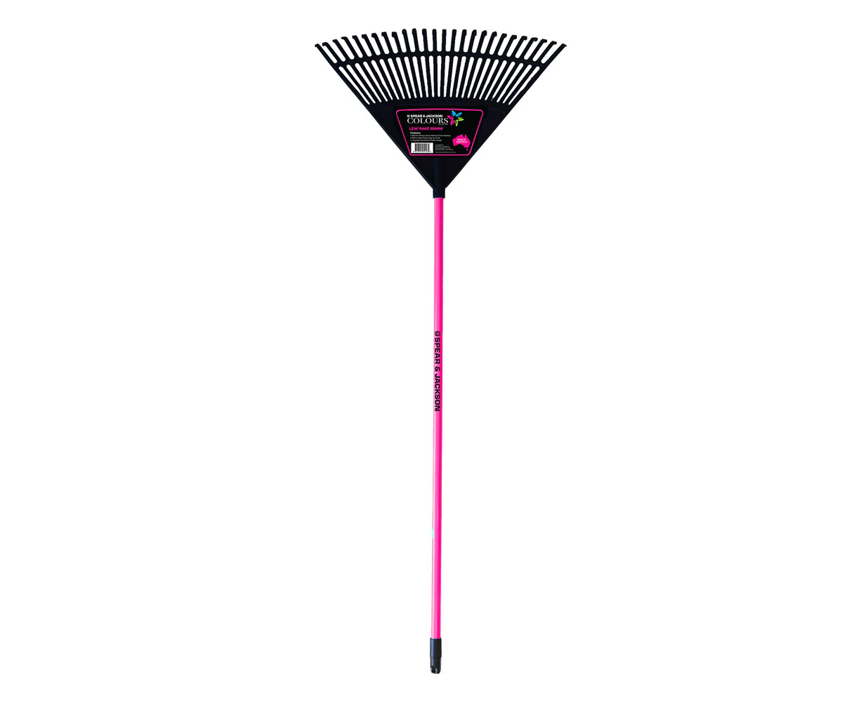 Spear & Jackson Colours 26-Tines Plastic Leaf/Grass Rake Garden Tool 600mm Pink