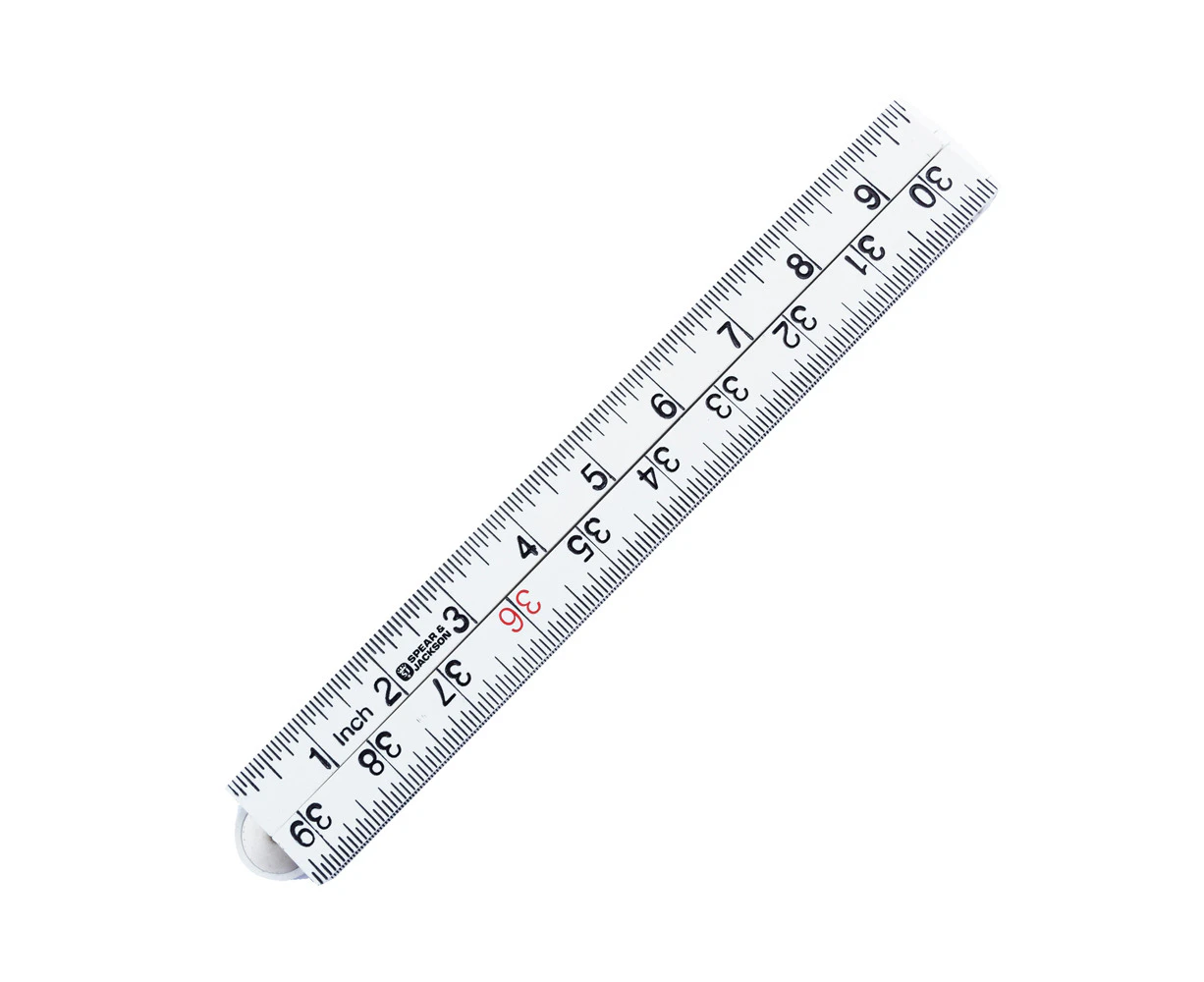 Spear & Jackson Folding Rule 1 Metre Metric & Imperial Measuring Tool White