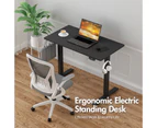 Advwin Electric Standing Desk Height Adjustable Ergonomic Sit Stand Desks 100 x 55 cm Whole Piece Desktop Black Frame+ Black Desktop