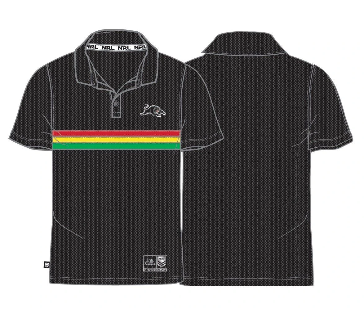 NRL Stripe Performance Polo Shirt - Penrith Panthers - Mens