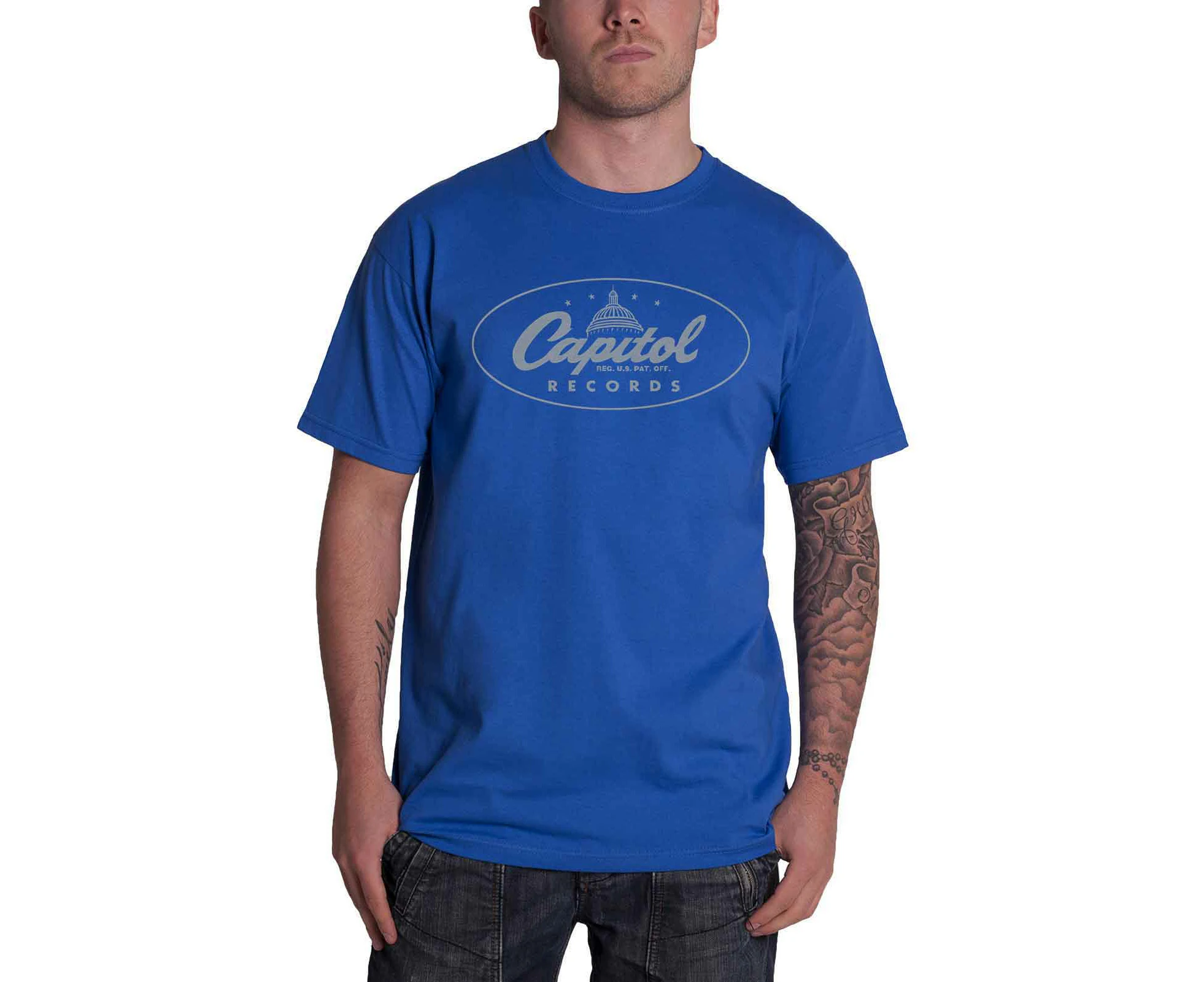 Capitol Records T Shirt Logo  Official Mens - Blue