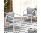 Livsip 2PCS Outdoor Furniture Chairs Garden Patio Lounge Set Steel Frame White