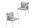 Livsip 2PCS Outdoor Furniture Chairs Garden Patio Lounge Set Steel Frame White