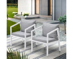 Livsip 2PCS Outdoor Furniture Chairs Garden Patio Lounge Set Steel Frame White