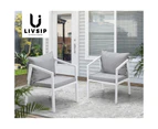 Livsip 2PCS Outdoor Furniture Chairs Garden Patio Lounge Set Steel Frame White