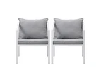 Livsip 2PCS Outdoor Furniture Chairs Garden Patio Lounge Set Steel Frame White