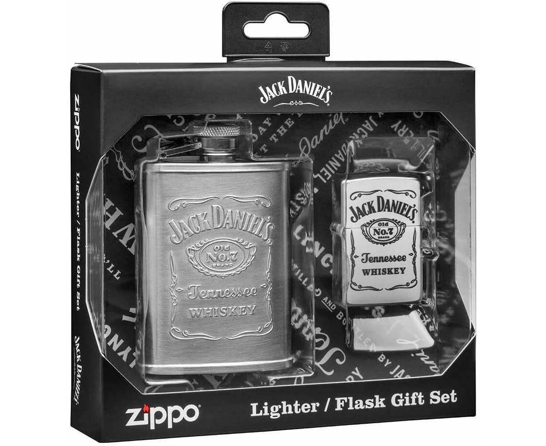 Zippo Jack Daniels and Flask & Windproof Lighter Gift Set - Made in USA