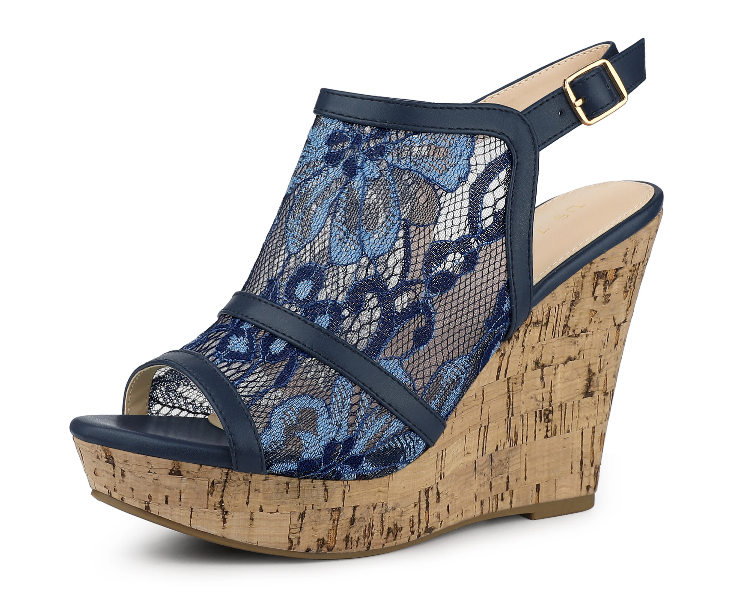 Perphy Lace Slingback Wedges Sandals