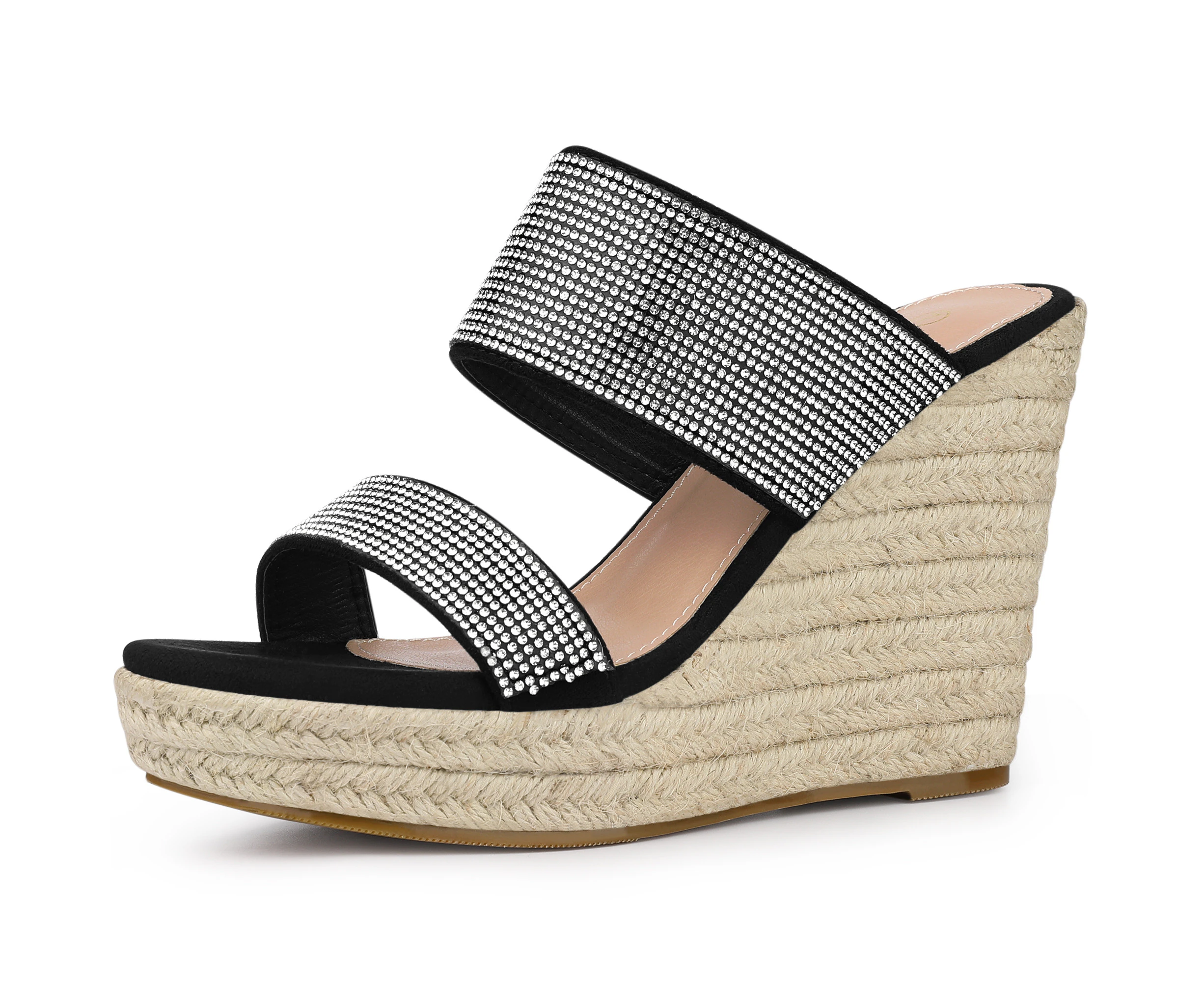 Perphy Platform Rhinestones Espadrille Wedge Sandals