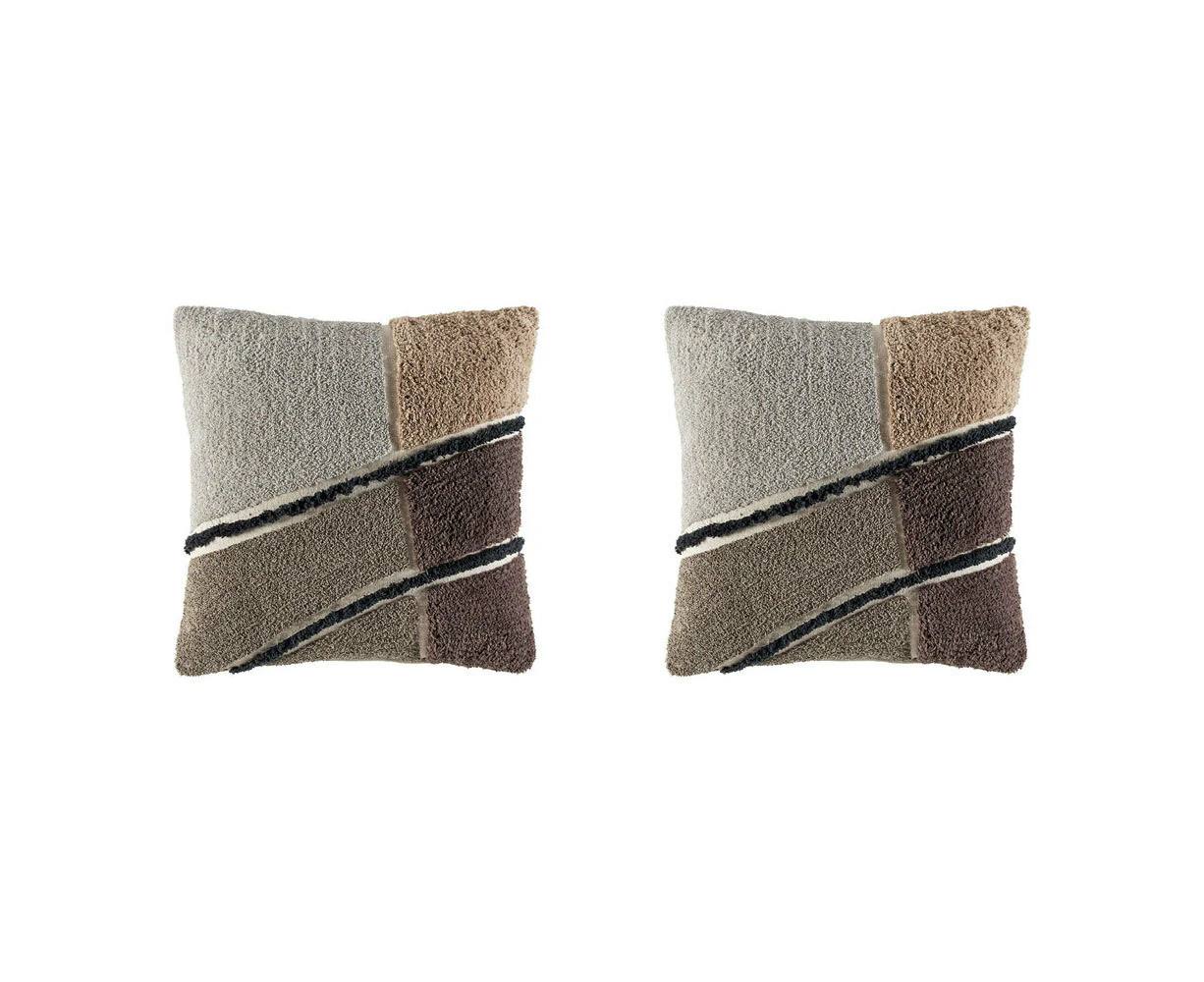 2x Kas Australia Chester Filled Cushion/Pillow Square Home Decor 50x50cm Neutral