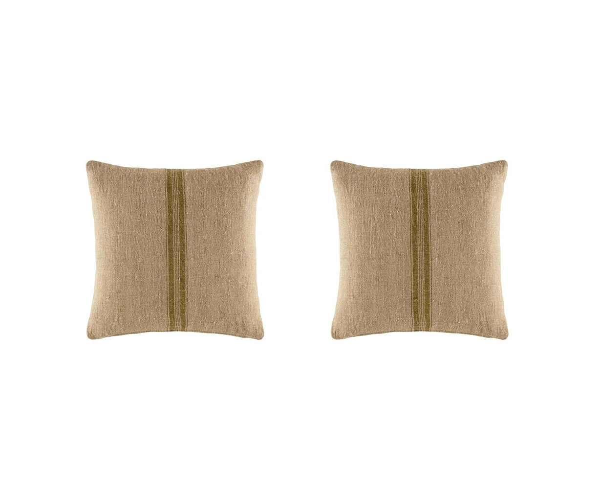 2x Kas Australia Canterbury Filled Cushion/Pillow Square Decor 50x50cm Olive