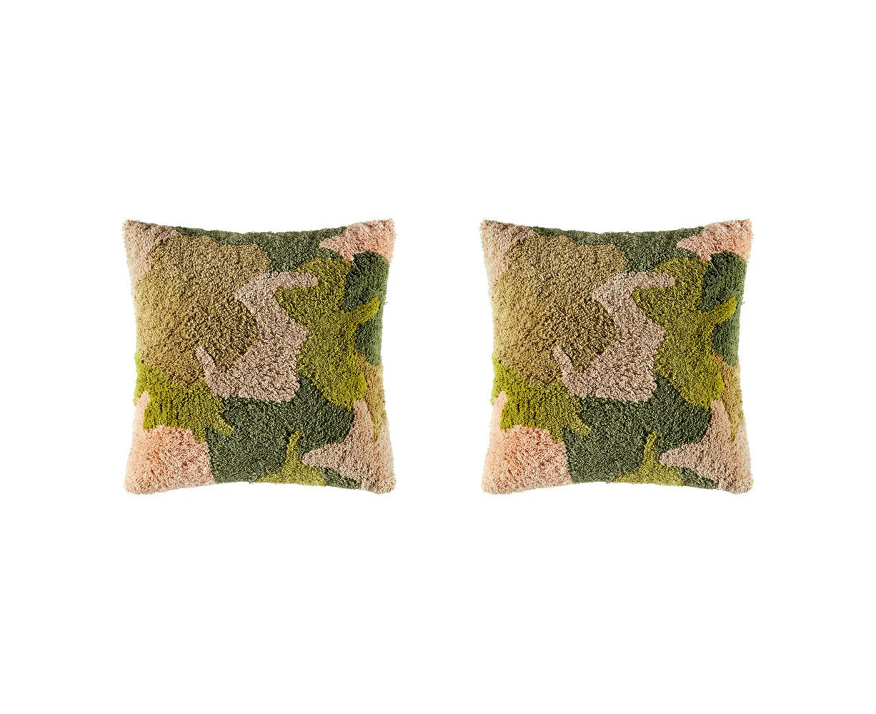 2x Kas Australia Carta Filled Cushion/Throw Pillow Sqr Home Decor 50x50cm Green