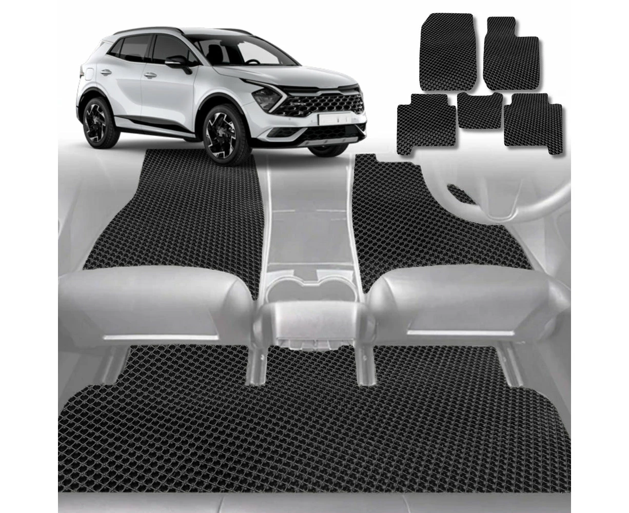 6D Diamond Car Floor Mats for Kia Sportage 2021-Current-Full Set-Black-Outback GT