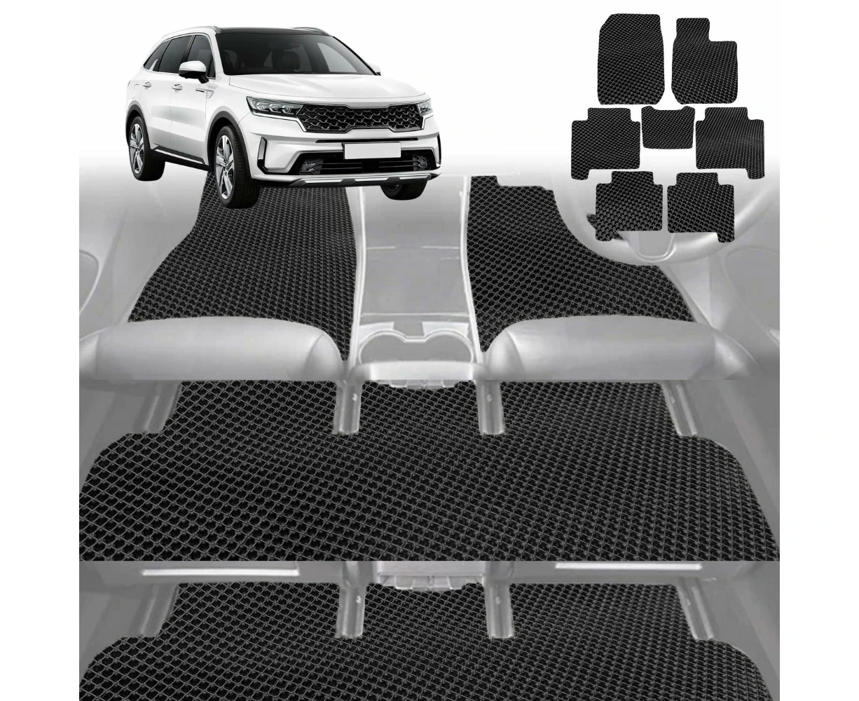 6D Diamond Car Floor Mats for Kia Sorento 2021-Current-Ultimate Set-Black-Outback GT